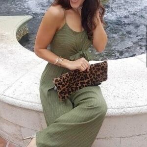 Flying Tomato Green Striped Jumpsuit